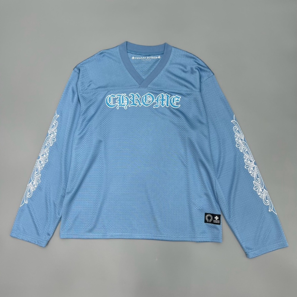 Chrome Hearts Blue Mesh Long-Sleeve Jersey